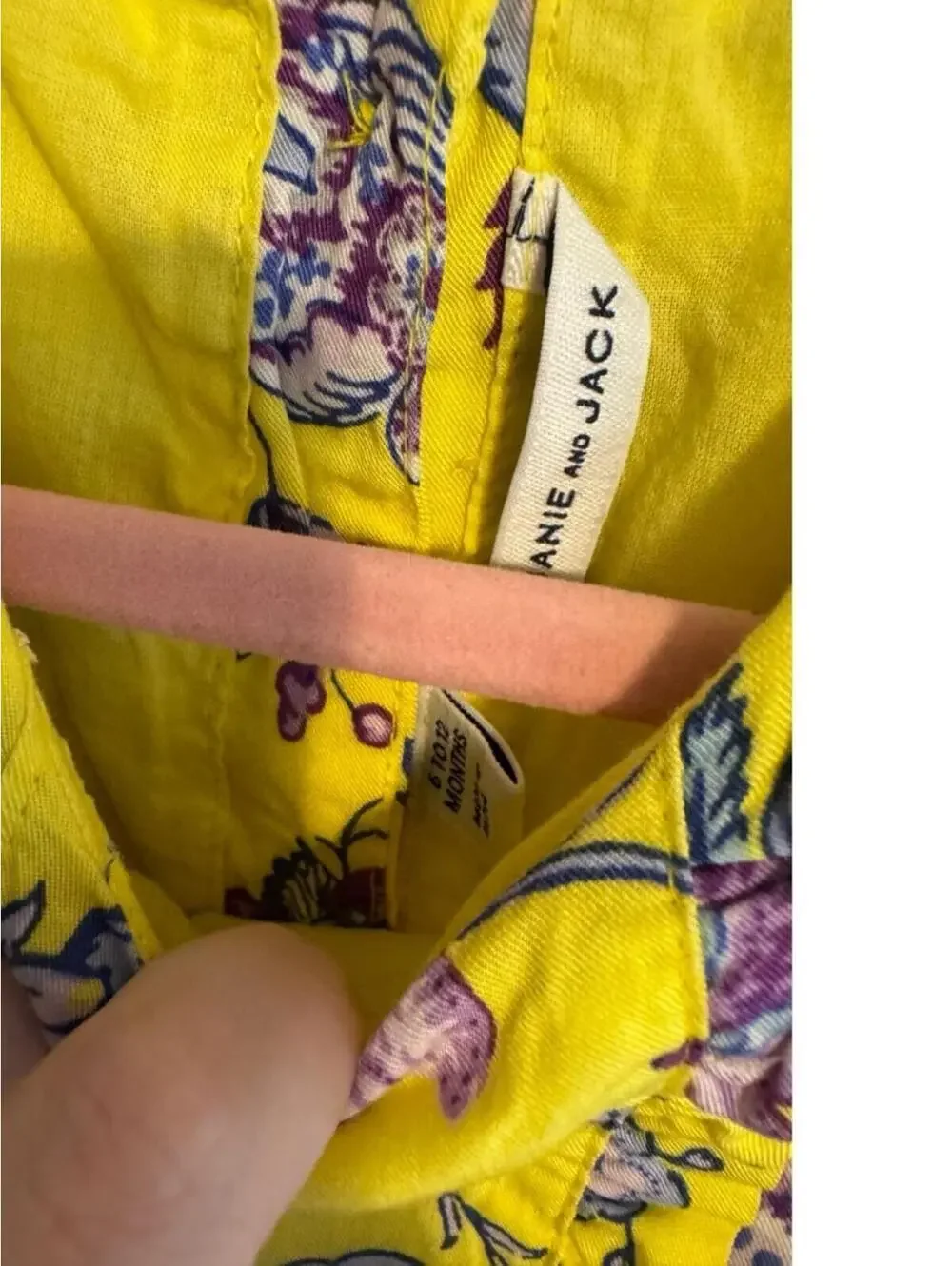 Janie and Jack Yellow Purple Floral Dress 6-12 Months Short Sleeve Baby Girl EUC